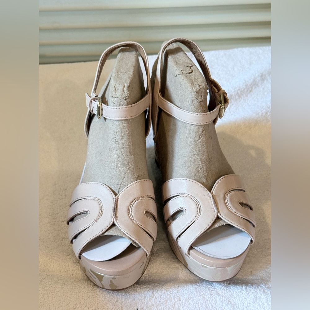 Clarks Cream Wedge Sandals